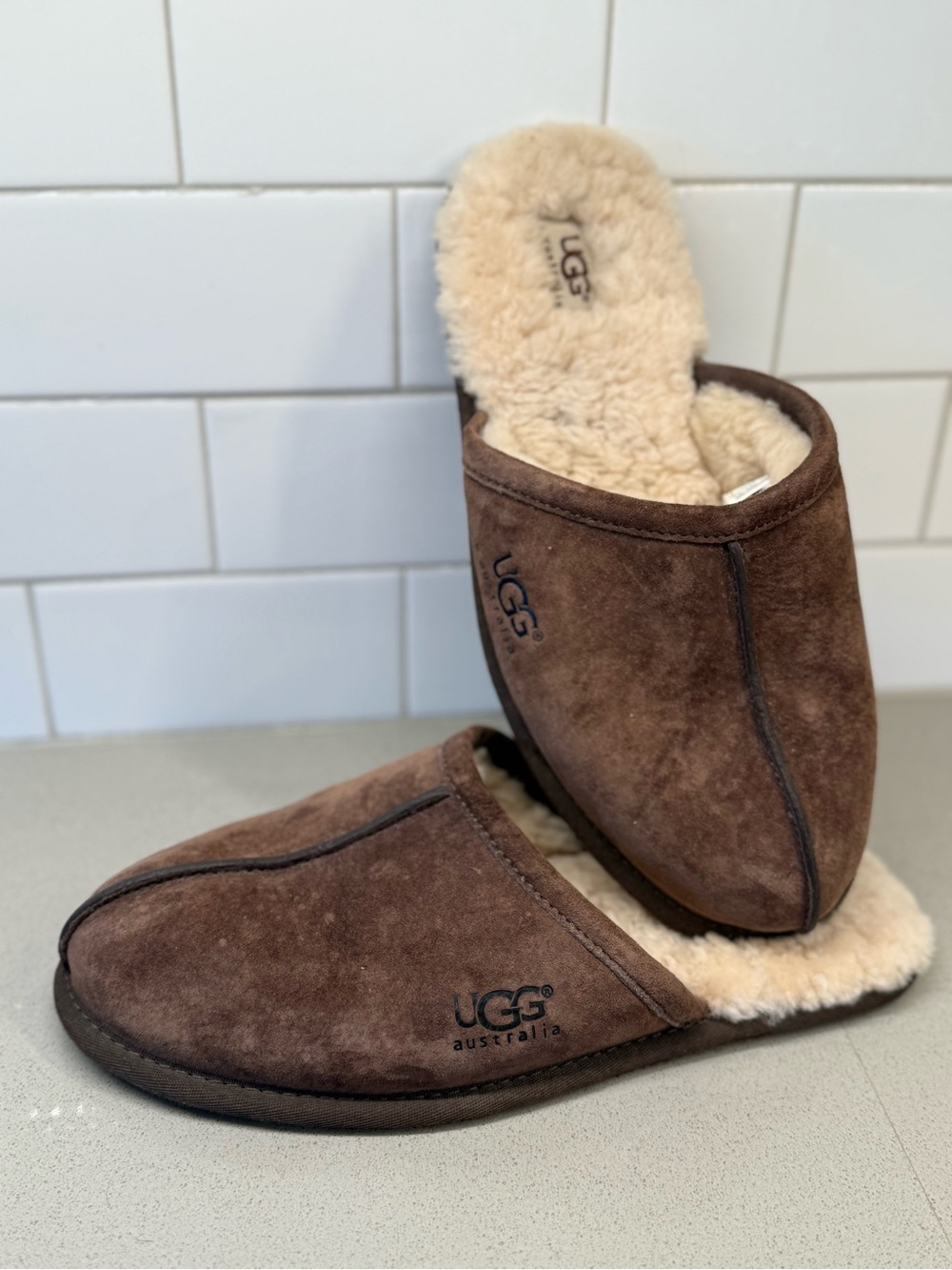 UGG Men's Scuff Slippers in brown suede
